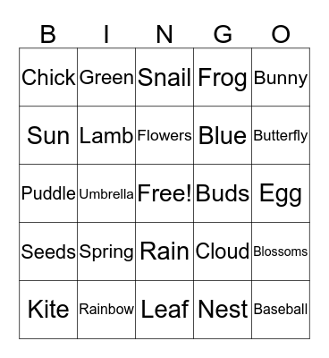 Spring Bingo Card