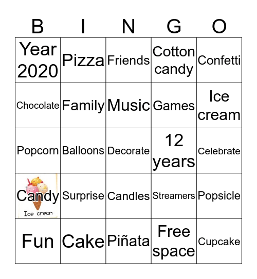 Rishabh’s 12th Birthday Bingo! Bingo Card