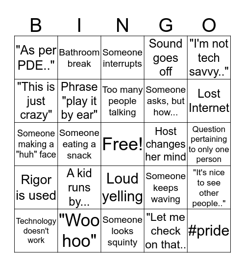 FM Bingo Card