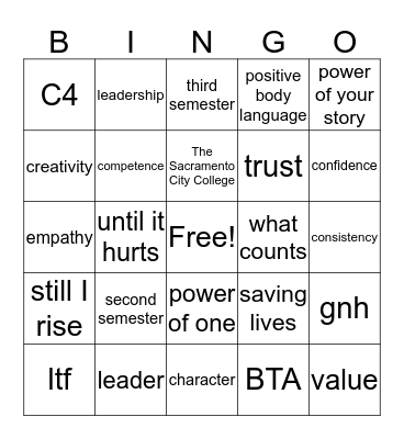 Building Connection - C4 Bingo Card