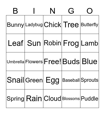 Spring Bingo Card