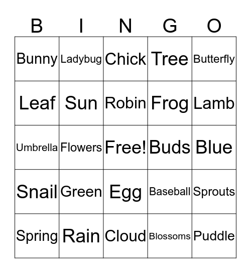 Spring Bingo Card