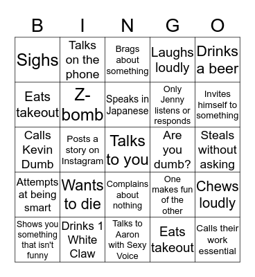 Working from Home Bingo! Bingo Card