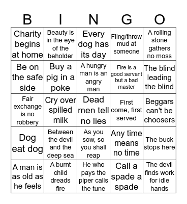 Proverbs Shani Garusi Bingo Card