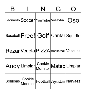 Bingo Familiar! Bingo Card
