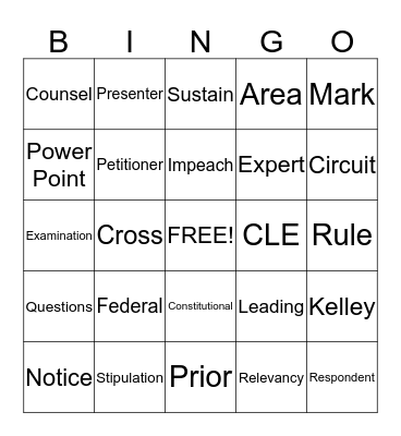Chief Counsel CLE Bingo Card