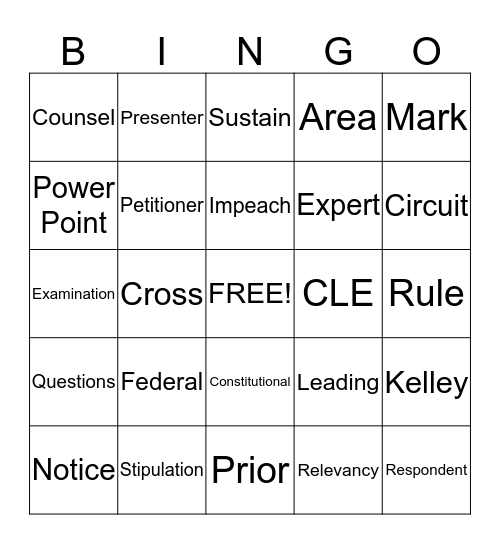 Chief Counsel CLE Bingo Card