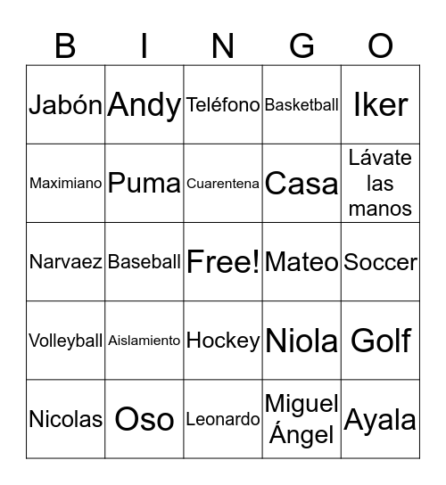 Hola Familia! Bingo Card