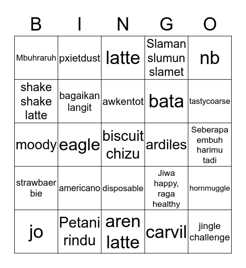 YIYI'S BINGO! Bingo Card