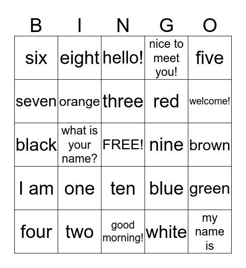 Summer School Bingo Card