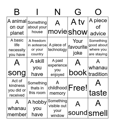 Daily gratitude  Bingo Card
