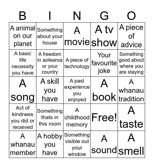 Daily gratitude  Bingo Card