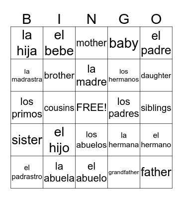 SPANISH BINGO! Bingo Card