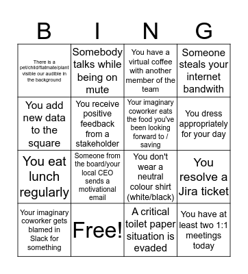 Distributed working Bingo Card
