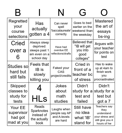 IB BINGO Card