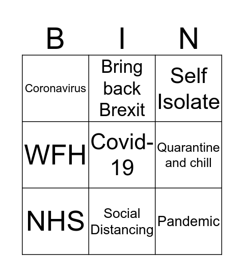 Covid-19 Bingo Card