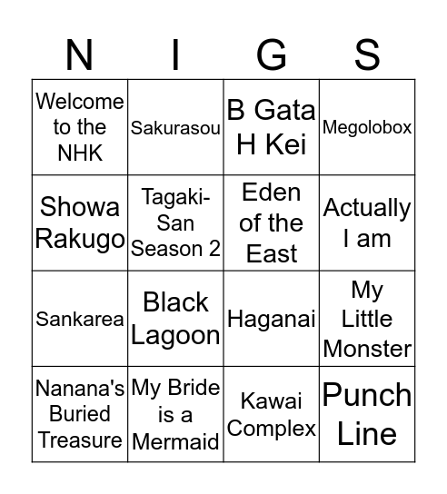 Anime Bingo (Quarantine Edition) Bingo Card