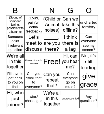 Conference Call Bingo Card