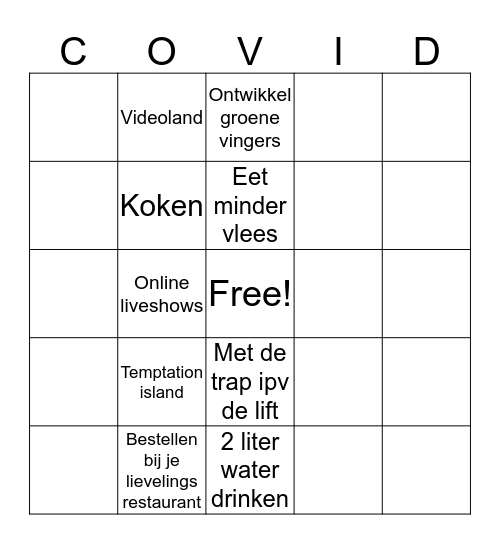 Keek Bingo Card