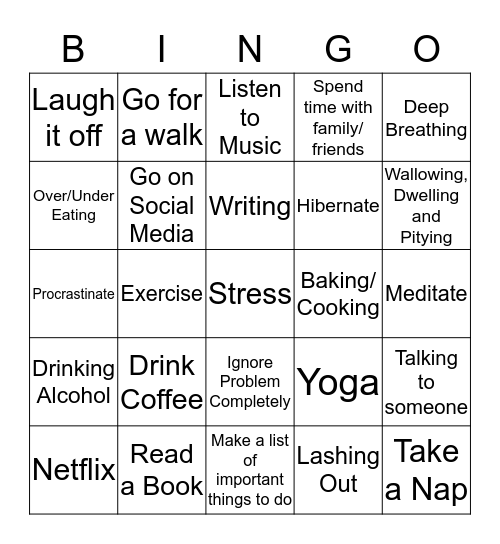 Stressful Bingo Card