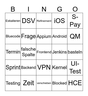 Payment Bingo Card