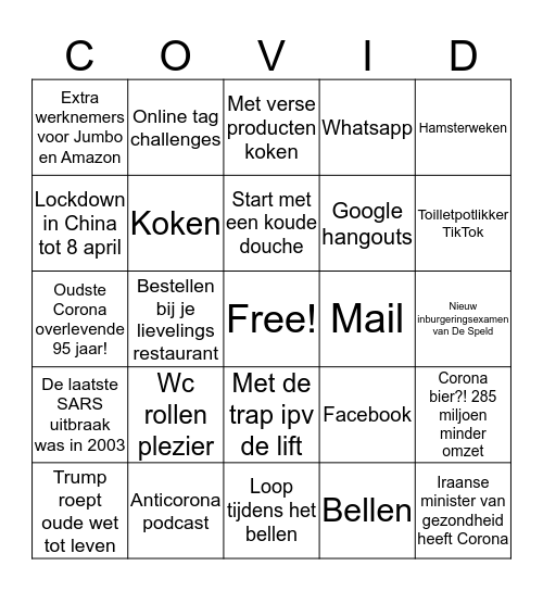 Keek op de week Bingo Card