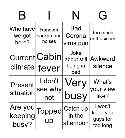 Conference Call Bingo Card