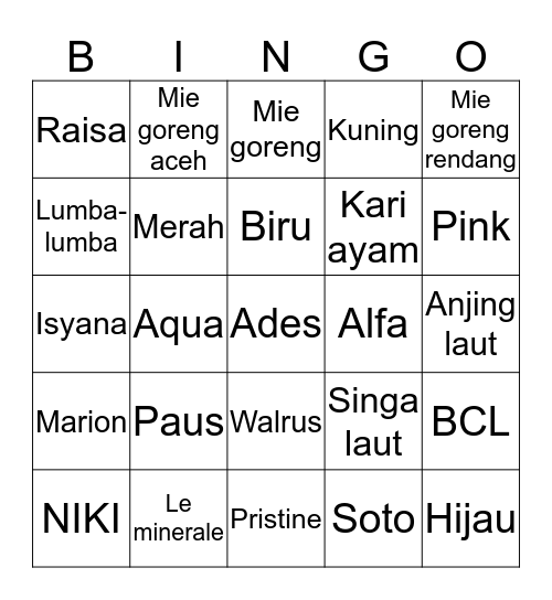 ECA’S BINGO Card