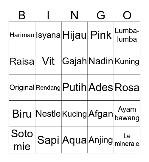 @natasharvani Bingo Card