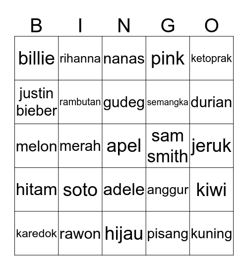 bingo sonia Bingo Card