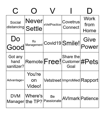 Covetrus Covid19 Bingo #1 Bingo Card