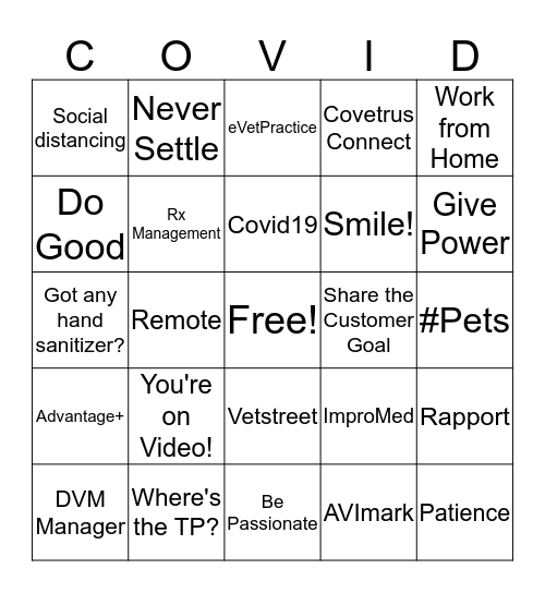 Covetrus Covid19 Bingo #1 Bingo Card