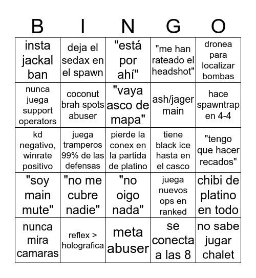 Team Rainbow Bingo Card