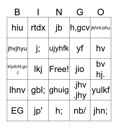 Phone Call Bingo Card