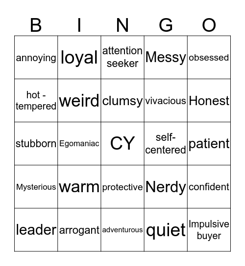 Cy Bingo Card