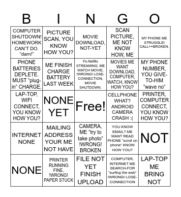 ASL 2 - Sentences Bingo Card