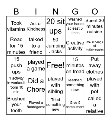 Corona Virus Bingo Card