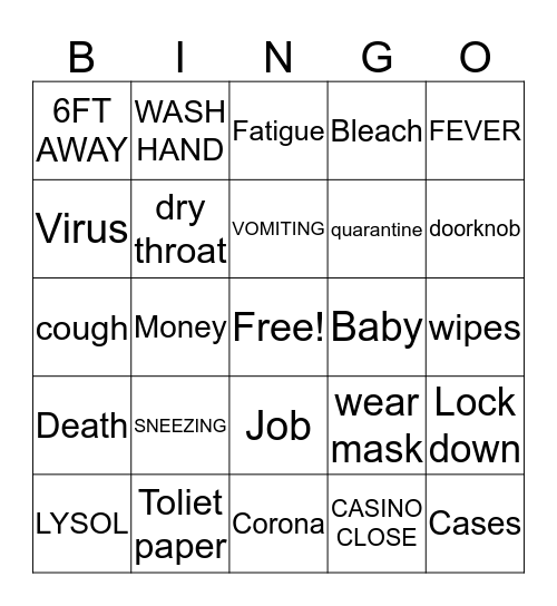 Match The Words  Bingo Card