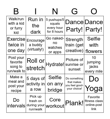 RunGO Bingo Card