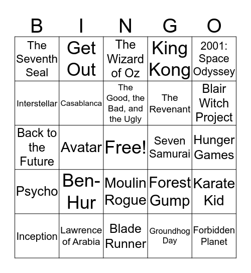 Ocasta Bingo Card