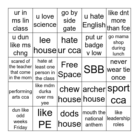 1.7 Bingo Card