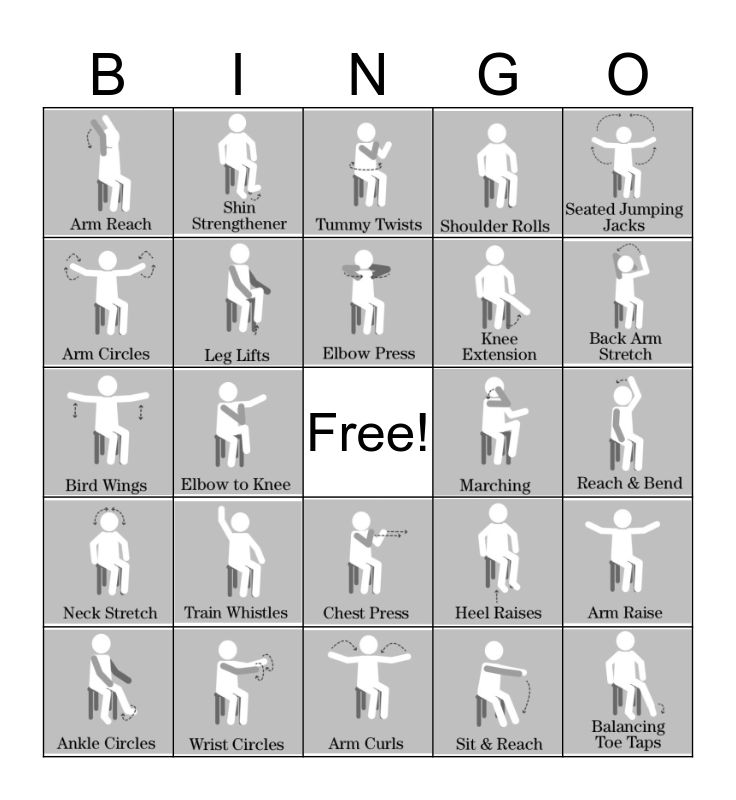 Chair Activity Bingo Cards Free Printable
