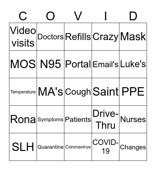 COVID-19 Bingo Card