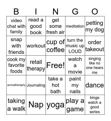 Self-Care Bingo Card