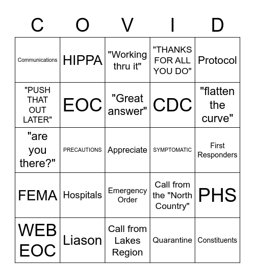 EOC BINGO Card