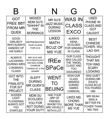 2E2 2019 bingo Card