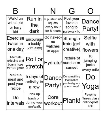 RunGO Bingo Card