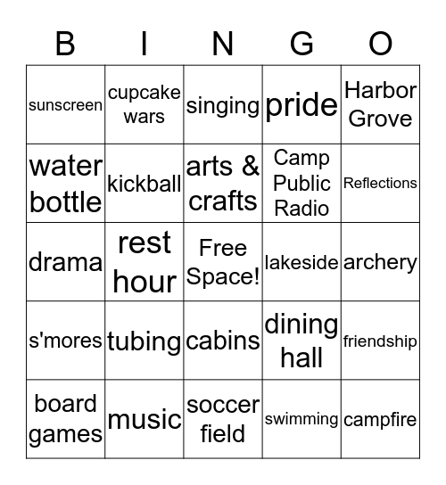 Reflections Bingo Card