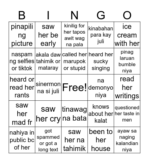 Juli’s Bingo Card