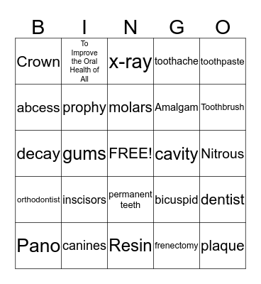 DentaQuest Bingo Card